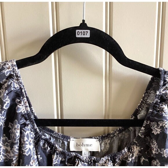 Bohme Blouse Black with Floral print womens Large Long sleeve - Picture 2 of 7